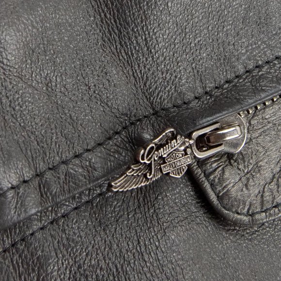 Harley Davidson Genuine Leather Jacket Motorcycle Biker Grey Silver Size Small - Picture 8 of 12